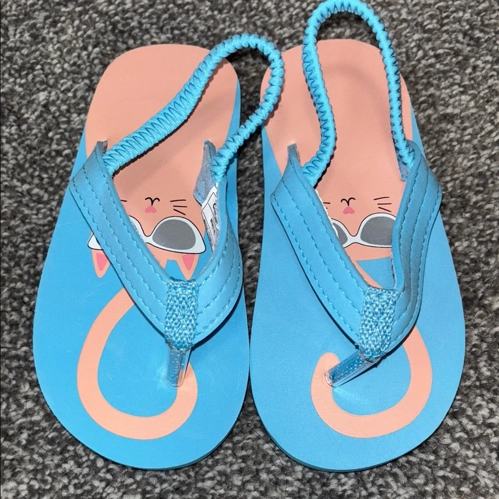 Carter's Blue and pink cat Sandals for Kids size 7 NWOT